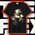 MVP II sepia close-up portrait graphic tee on black shirt