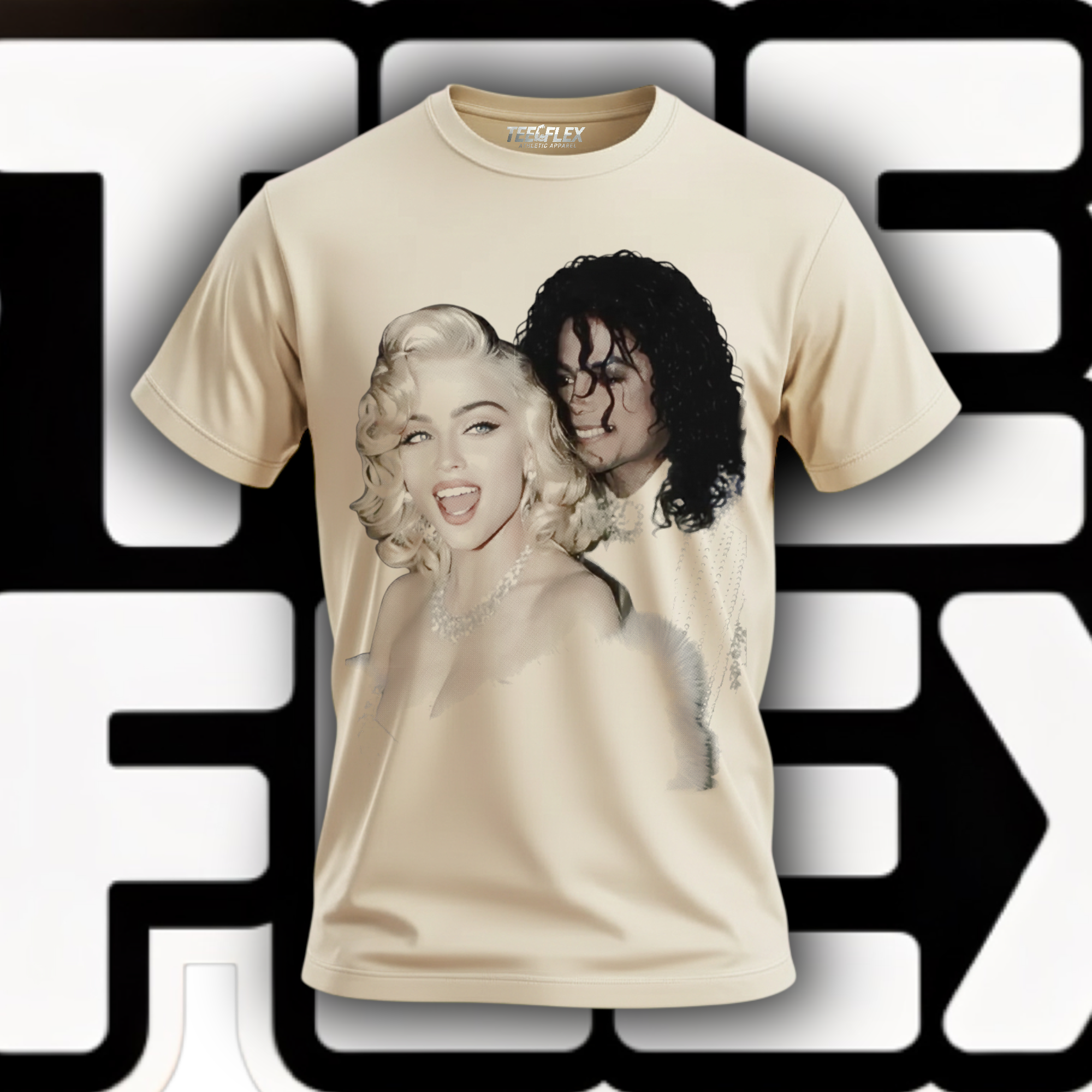 Madonna and Michael Jackson vintage portrait graphic tee on sand shirt