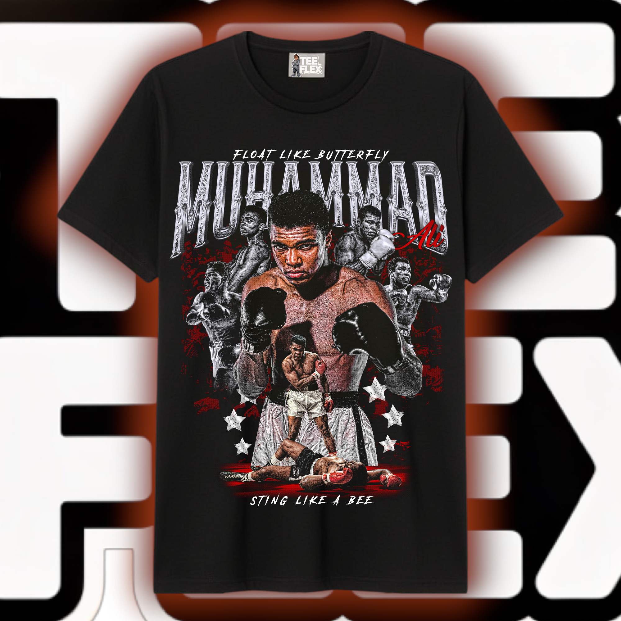 Muhammad Ali Float Like a Butterfly Sting Like a Bee vintage bootleg graphic tee in black
