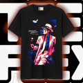 Michael Jackson Smooth Criminal anime art graphic tee on black shirt